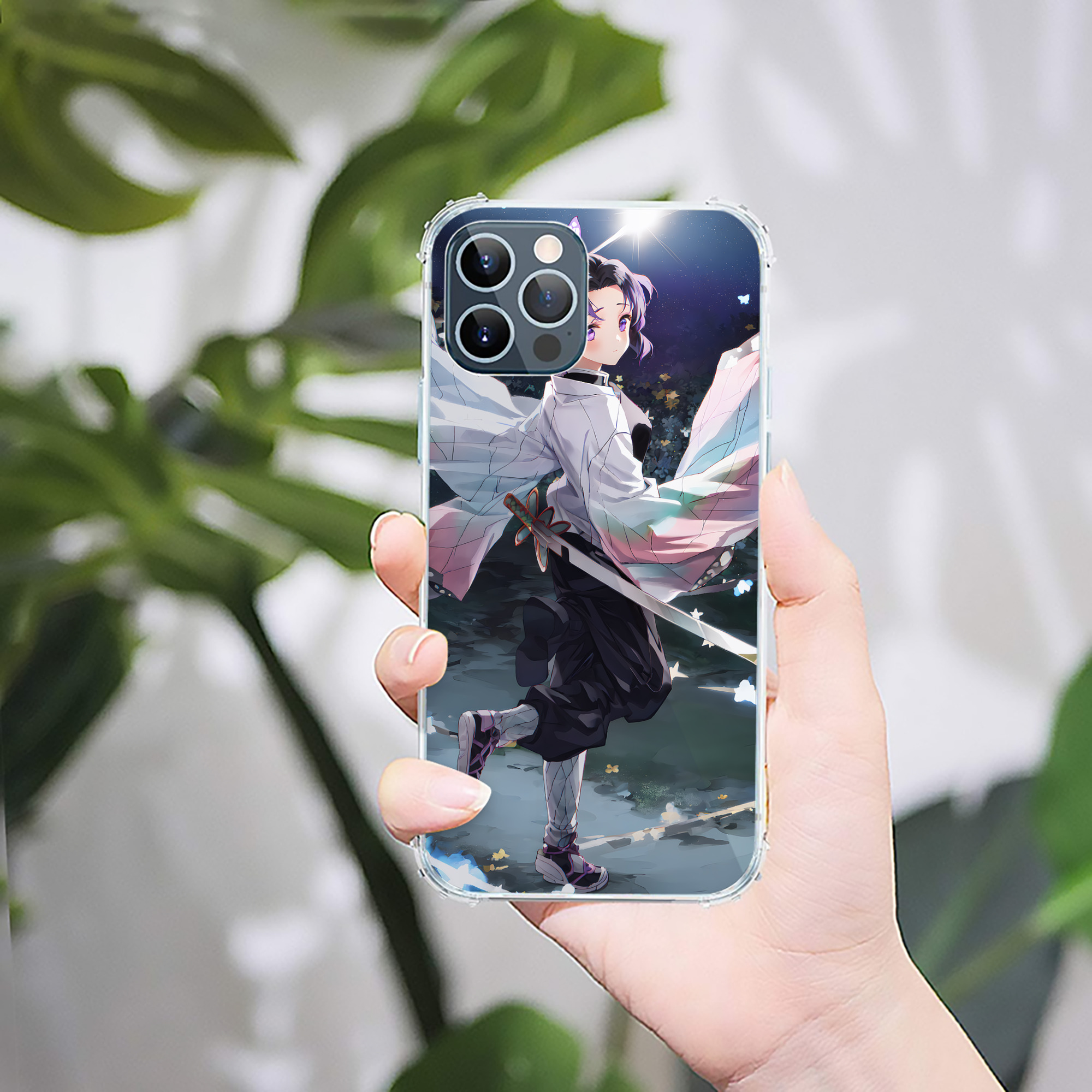 （画像用） 鬼滅の刃（きめつのやいば）蟲柱-胡蝶 しのぶ／こちょう しのぶ Kochou Shinobu 【iPhone 12シリーズ対応】透明スマホケース（クリアソフトケース）